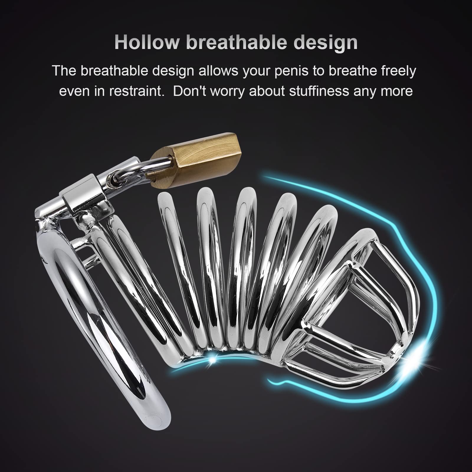 Premium Metal Cock Cage Male Chastity Device with 3 Adjustable Rings & 3 Keys - Secure Locking Sex Toy for BDSM, Couples Play, and Solo Exploration