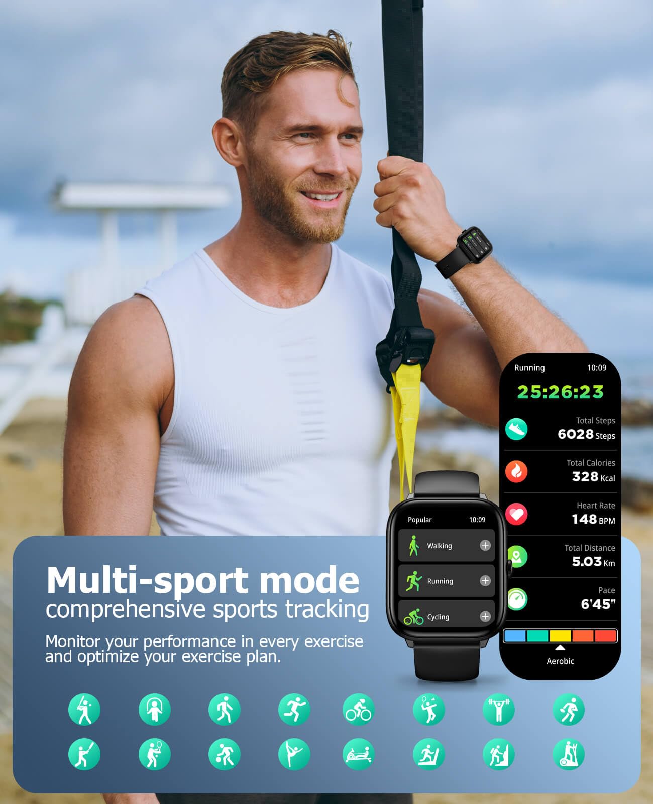 EarlySincere Smart Watch with Bluetooth Calling, 2.06