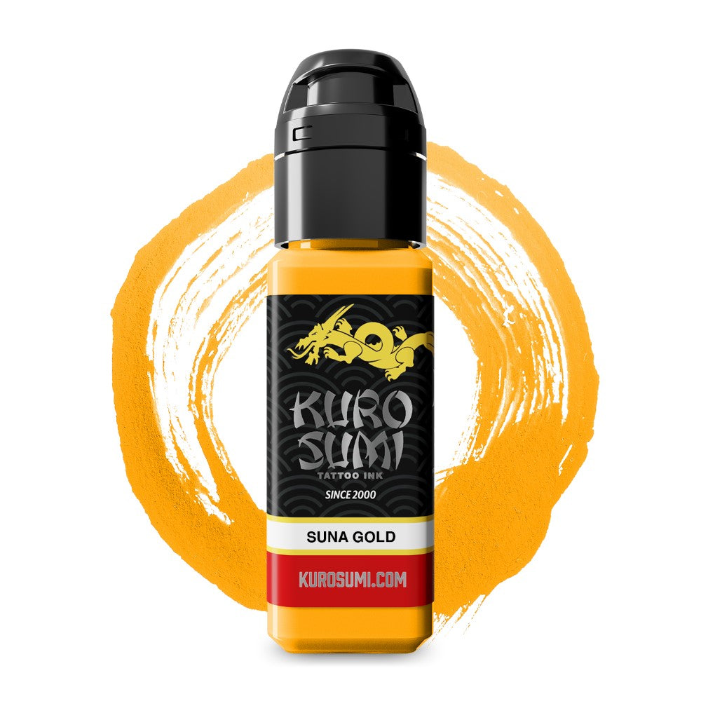Kuro Sumi Suna Gold Tattoo Ink - Professional Black & Gold Tattoo Ink Set for Artists - Perfect for Sleeves, Tribal & Japanese Style Tattoos