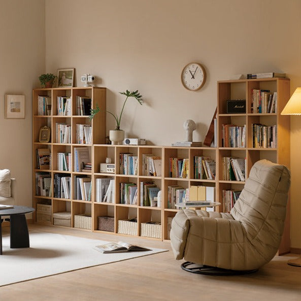 Solid Wood Bookshelf - Beech & Oak Bookcase with Free Combination - Perfect for Home Office, Living Room, and Library Storage