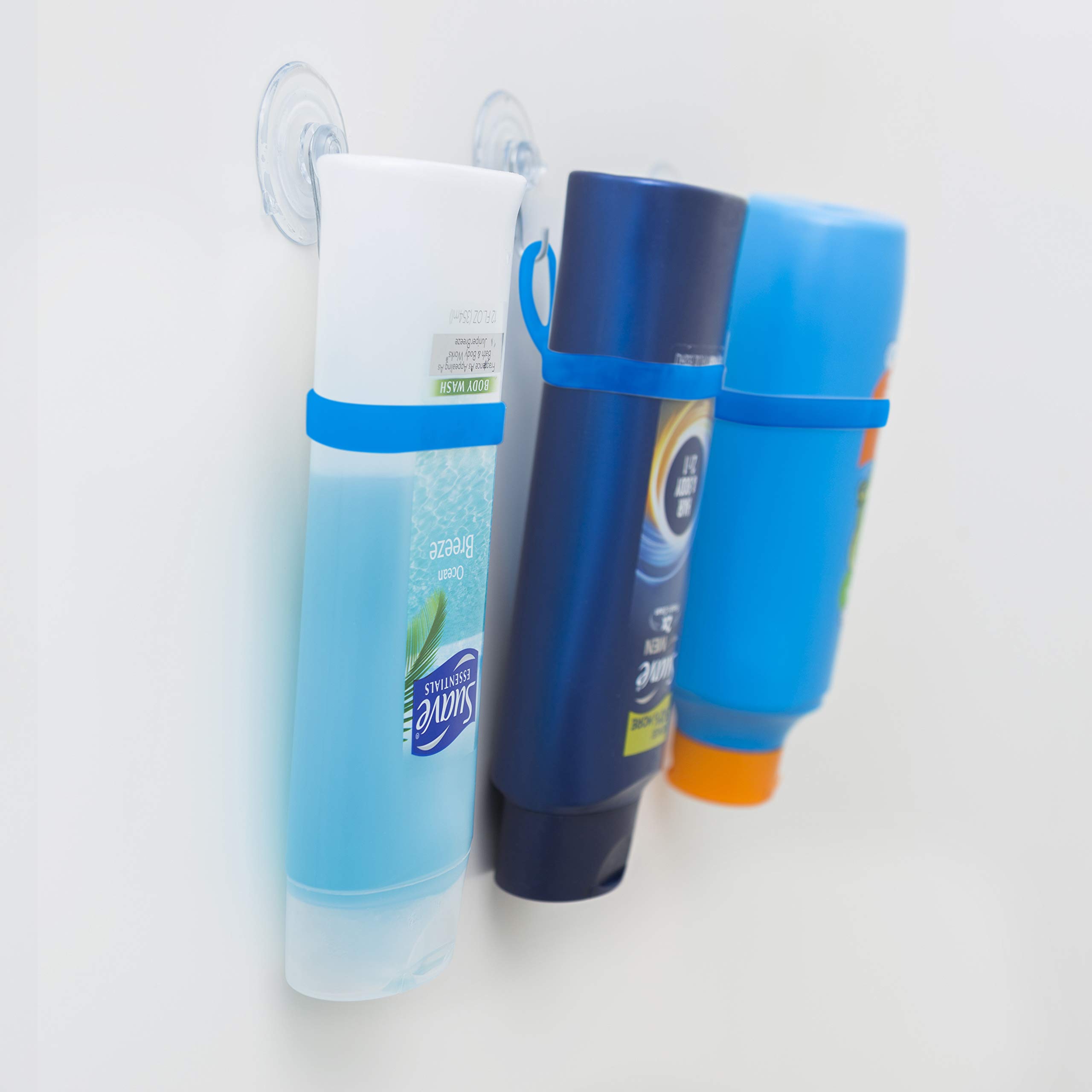 **Rust-Proof Wall-Mounted Shower Caddy with Suction Cups & Hooks – Holds Shampoo, Conditioner & Toiletries – Pack of 4 (Blue) – Perfect for Bathroom, Apartment & Dorm Organization**