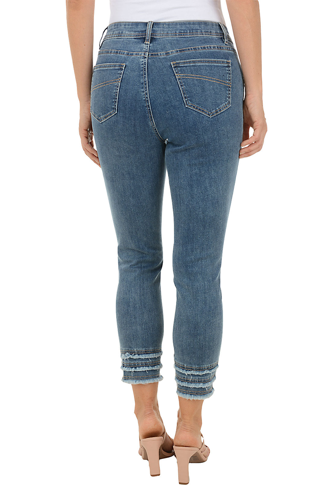 Stylish Triple Frayed Denim Crop Pants for Women - High Waisted Distressed Jeans with Raw Hem - Perfect for Casual Outings, Streetwear Fashion & Summer Looks