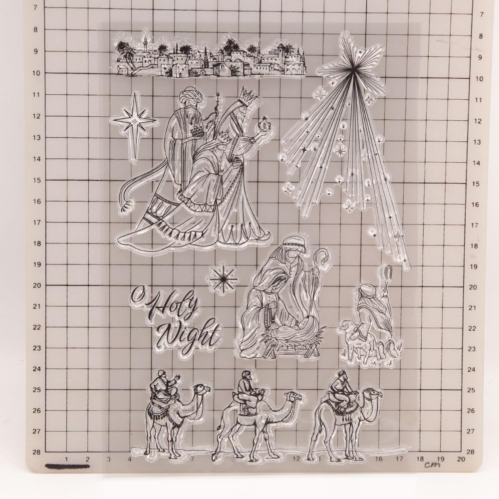 Arbuya Christmas Clear Stamps Set - Jesus Nativity Scene, Xmas Camel & Holy Night Designs for Card Making, Scrapbooking, Journaling - Perfect for Holiday Greeting Cards, DIY Paper Crafts & Festive Decorations