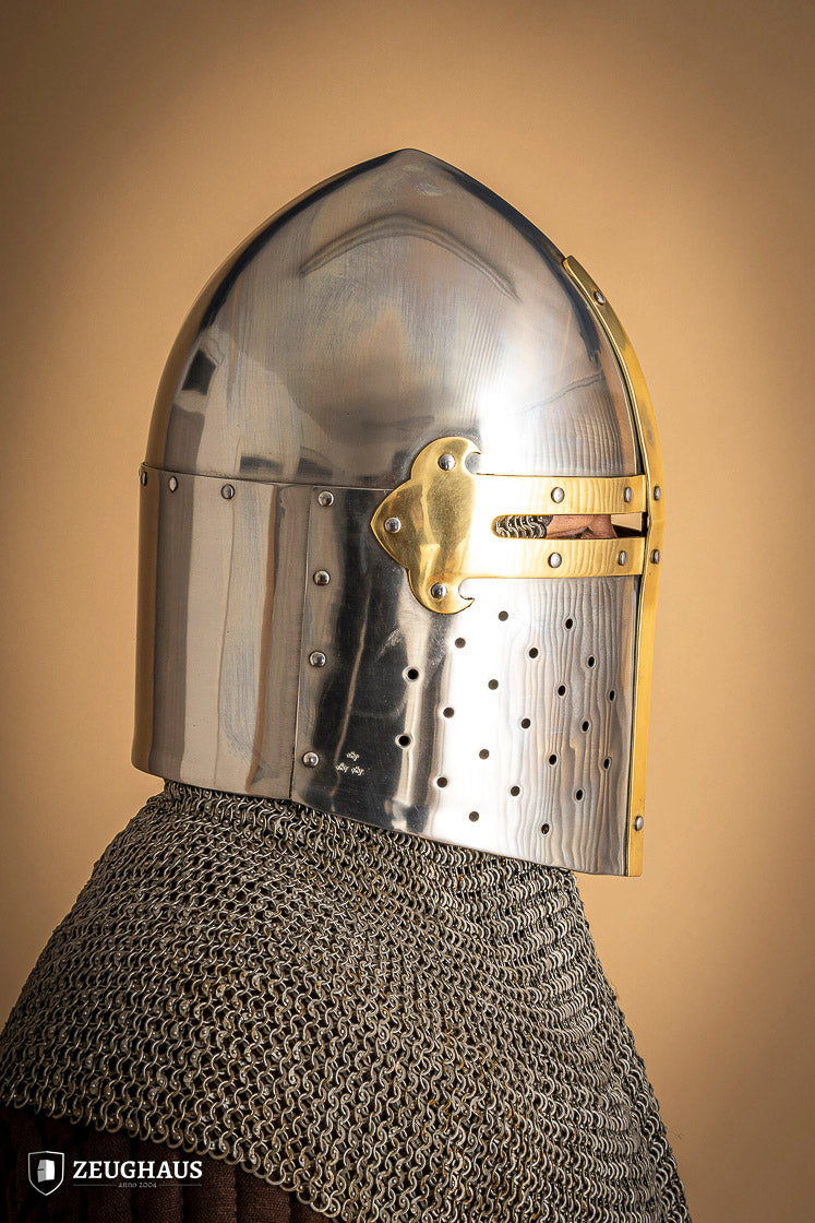Great Helmet Sugar Loaf 2mm Polished - Premium Medieval Helmet for LARP, Cosplay & Historical Reenactment