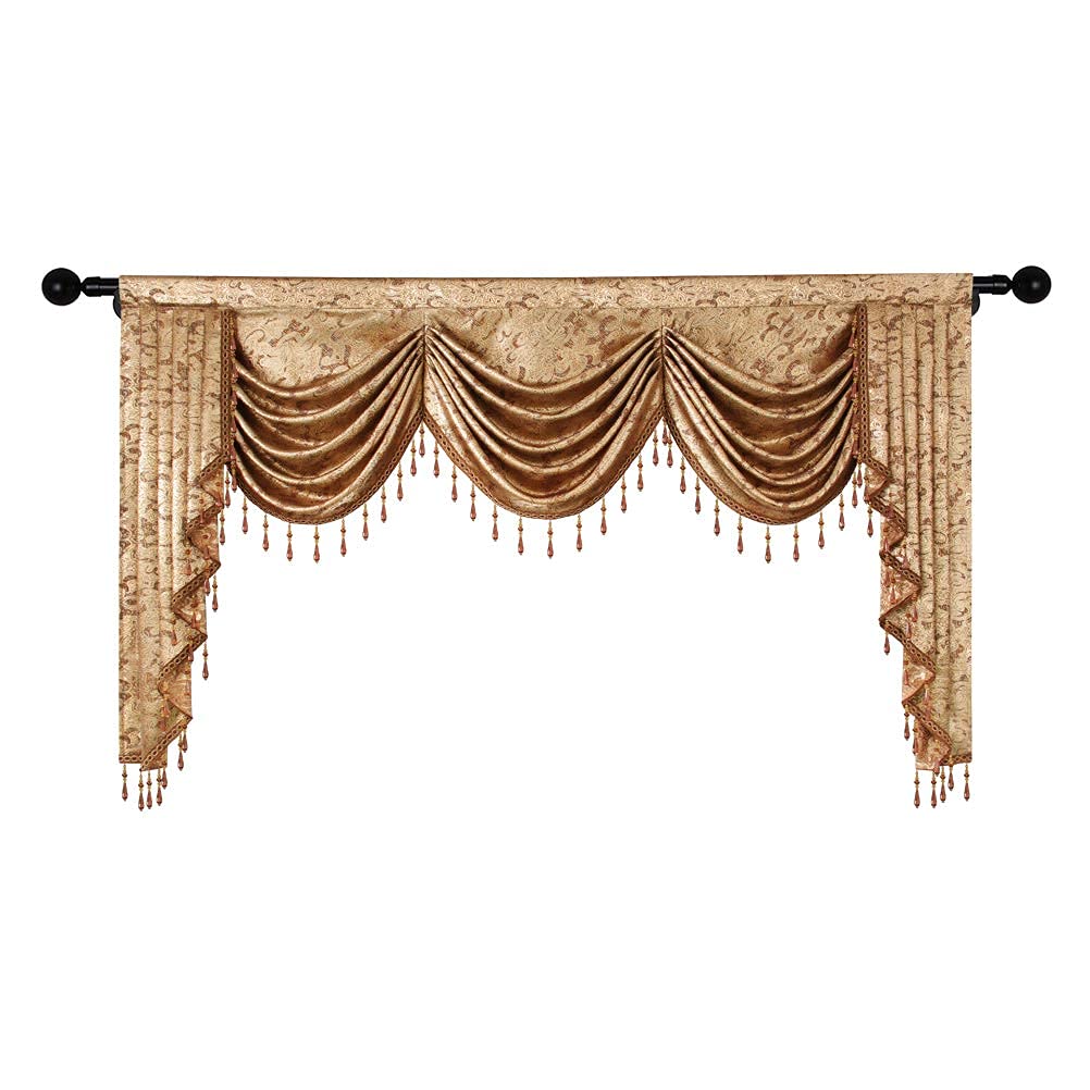 Luxury ELKCA European Valance Curtains - Rod Pocket Window Treatment for Living Room & Bedroom (79