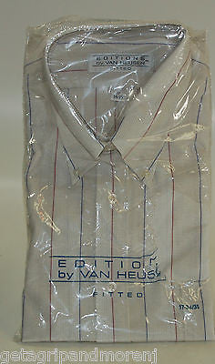 Van Heusen Men's 17 34/35 White Striped Dress Shirt - Classic Fit Formal Wear for Office, Business & Special Occasions