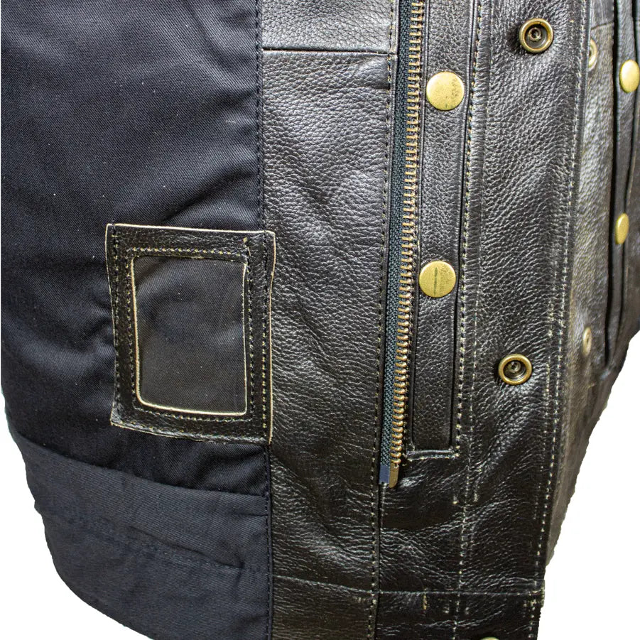 Open Road Men's Distressed Leather Club Vest - Vintage Biker Jacket for Motorcycle Riding & Casual Outfits