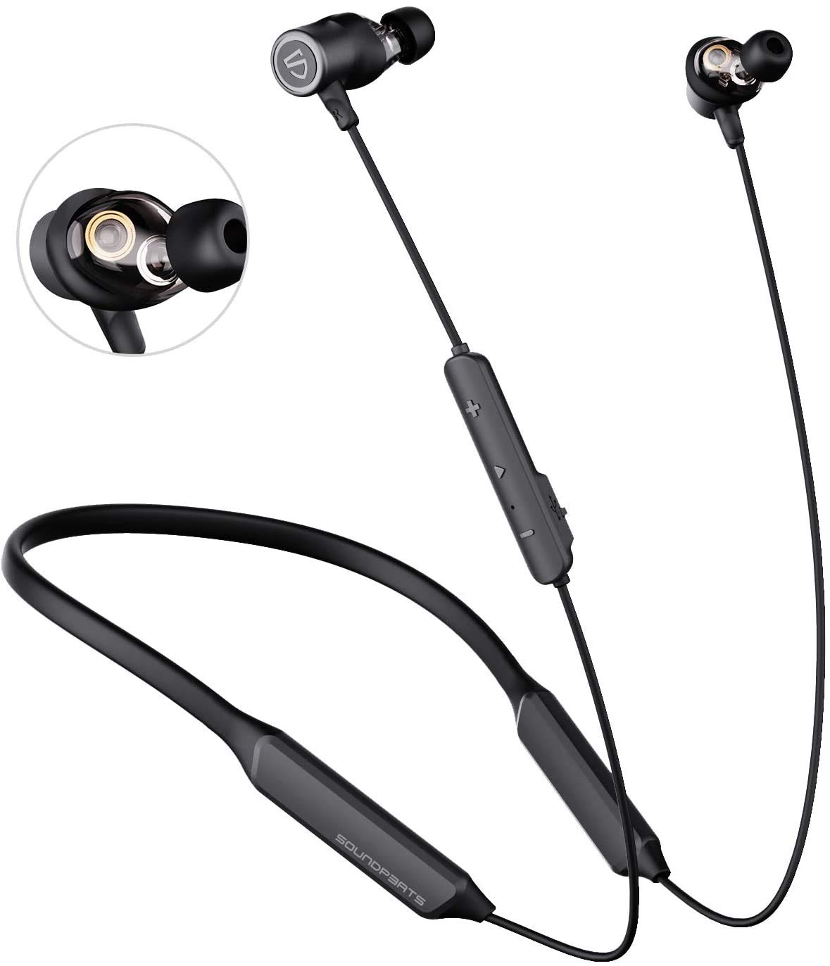 SoundPEATS Force Pro Bluetooth Sport Earbuds with Dual Dynamic Drivers - 22H Playtime Neckband Wireless Headphones, CVC Noise Cancelling Mic - Perfect for Running, Gym & Workout | Sweatproof Wireless Earbuds for Sports & Fitness