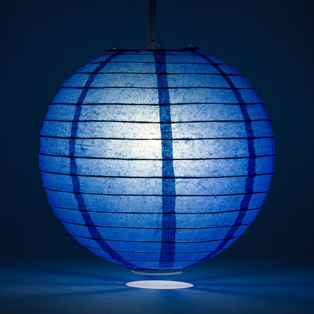 Premium 20-Inch Cobalt Blue Rice Paper Lantern - Chinese & Japanese Style Hanging Decoration for Home, Party, Wedding Decor - Elegant Lighting for Indoor & Outdoor Events