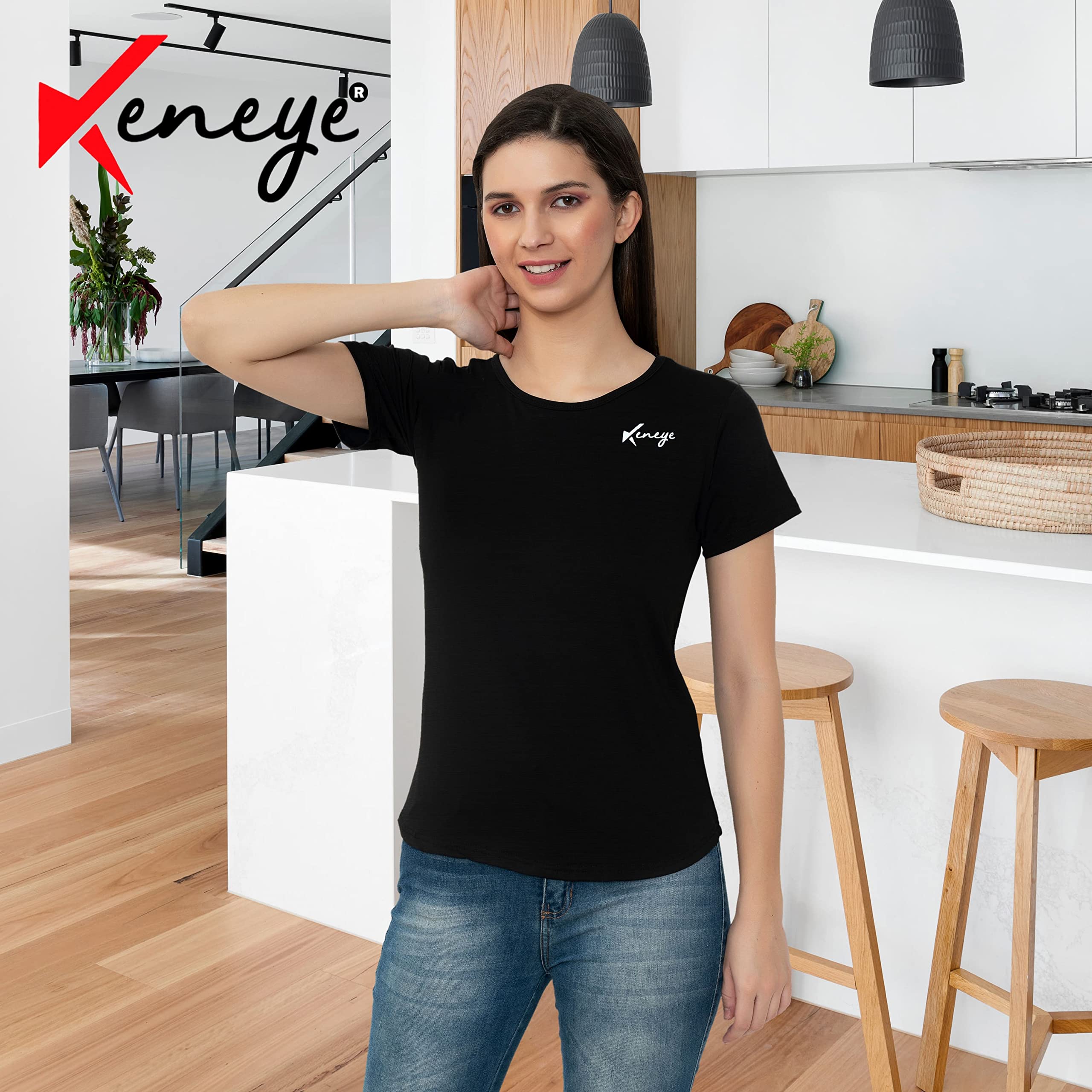 Keneye® Women's Quick-Dry Crush Lycra Workout T-Shirts - Breathable Gym & Running Tops, Half Sleeve Dry Fit Tees for Fitness & Active Lifestyle | Yoga, Jogging, Cross Training & Casual Wear