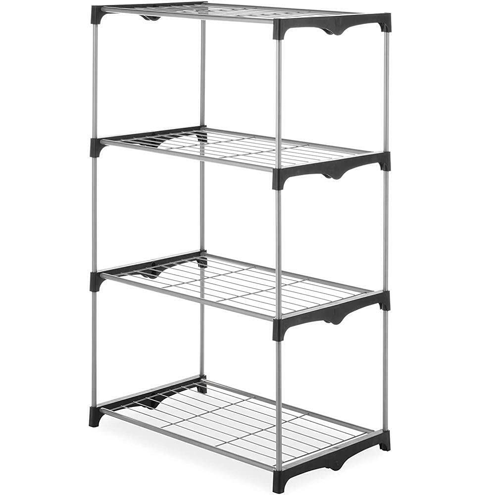 4-Tier Metal Wire Shelving Unit - Heavy Duty Storage Rack for Closet, Pantry, Garage & Shoe Organization | Space-Saving Organizer for Home, Office & Commercial Use