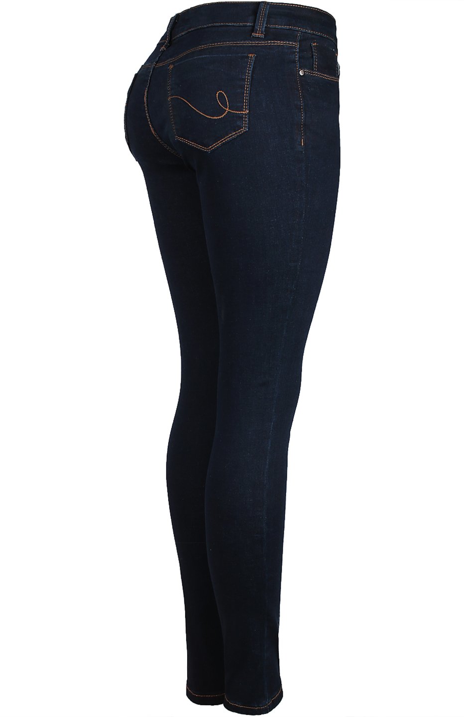 2LUV Women's Stretchy 5 Pocket Dark Denim Skinny Jeans - Comfortable Slim Fit High Waist Jeans for Casual Wear & Everyday Outfits