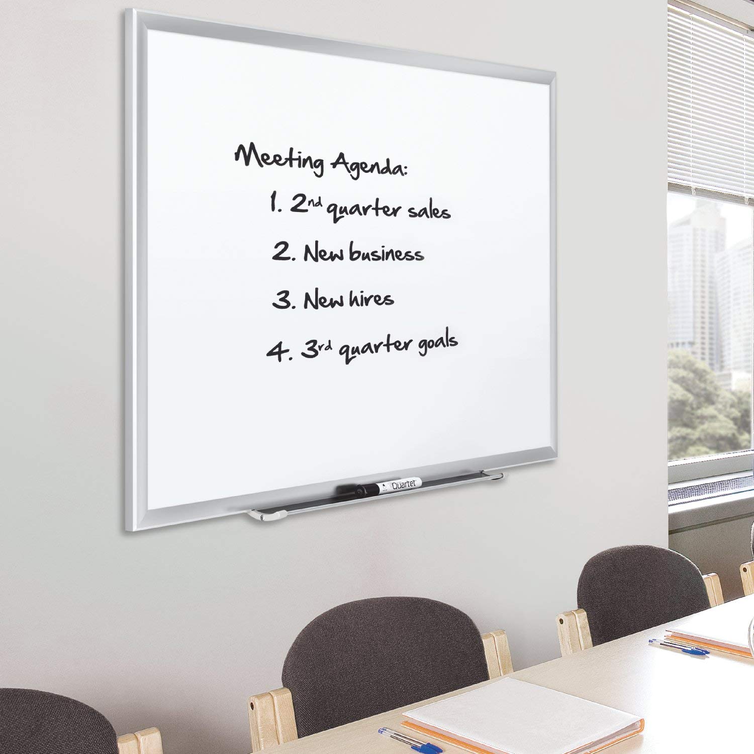 Quartet Magnetic Porcelain Whiteboard 5' x 3' - Premium Dry Erase Board with Silver Aluminum Frame for Office, Classroom & Home Use | Durable Whiteboard for Presentations & Notes (Model 2545)