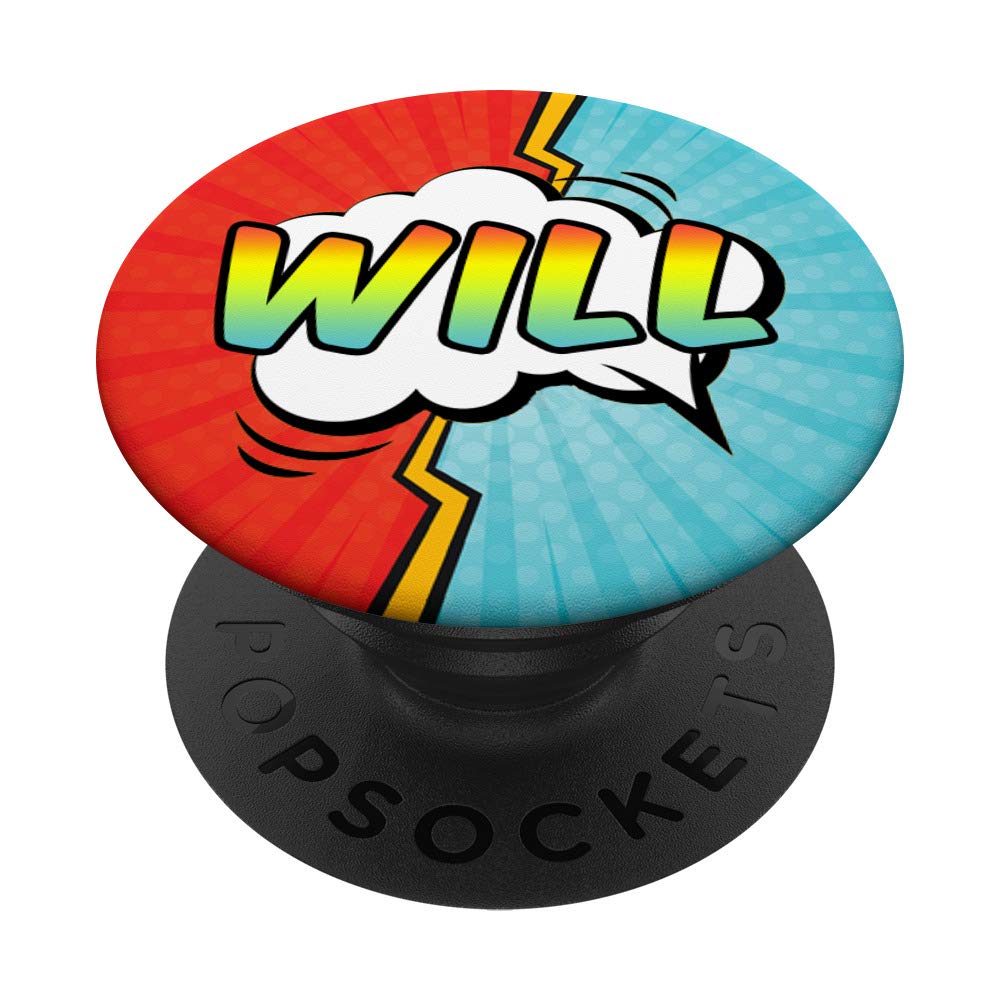 Will Name Pop Comic Book Art Superhero Men PopSockets PopGrip - Swappable Phone Grip for iPhone, Samsung & Tablets - Perfect for Gaming, Photography & Everyday Use
