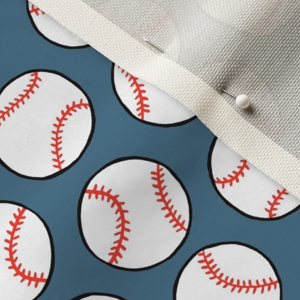 Baseball Themed Velvet Upholstery Fabric - Dull Blue Play Ball Sports Print Fat Quarter for Home Decor, Apparel & DIY Projects | Perfect for Baseball Fan Gifts, Quilting & Crafting