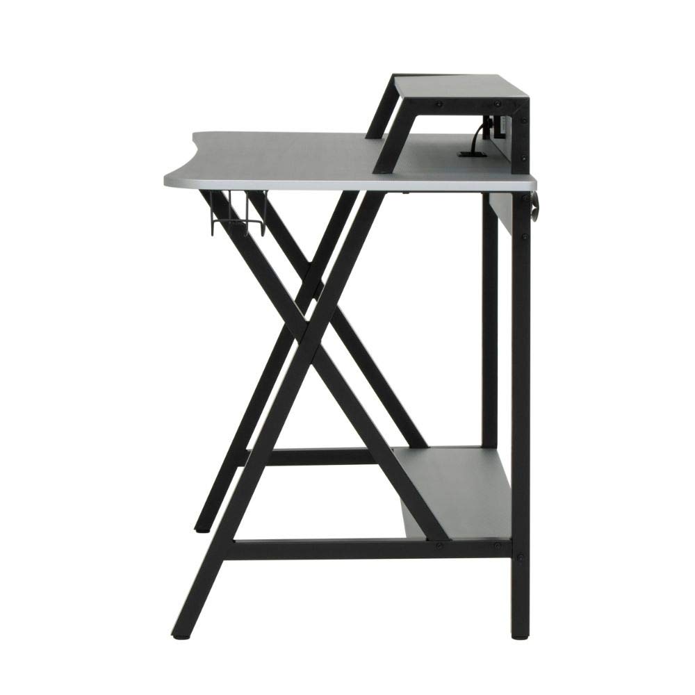 SD STUDIO DESIGNS Challenger Gaming Table - 60 Inch Black & Silver Computer Desk for PC Gamers | Perfect for Esports, Streaming & Home Office Setup