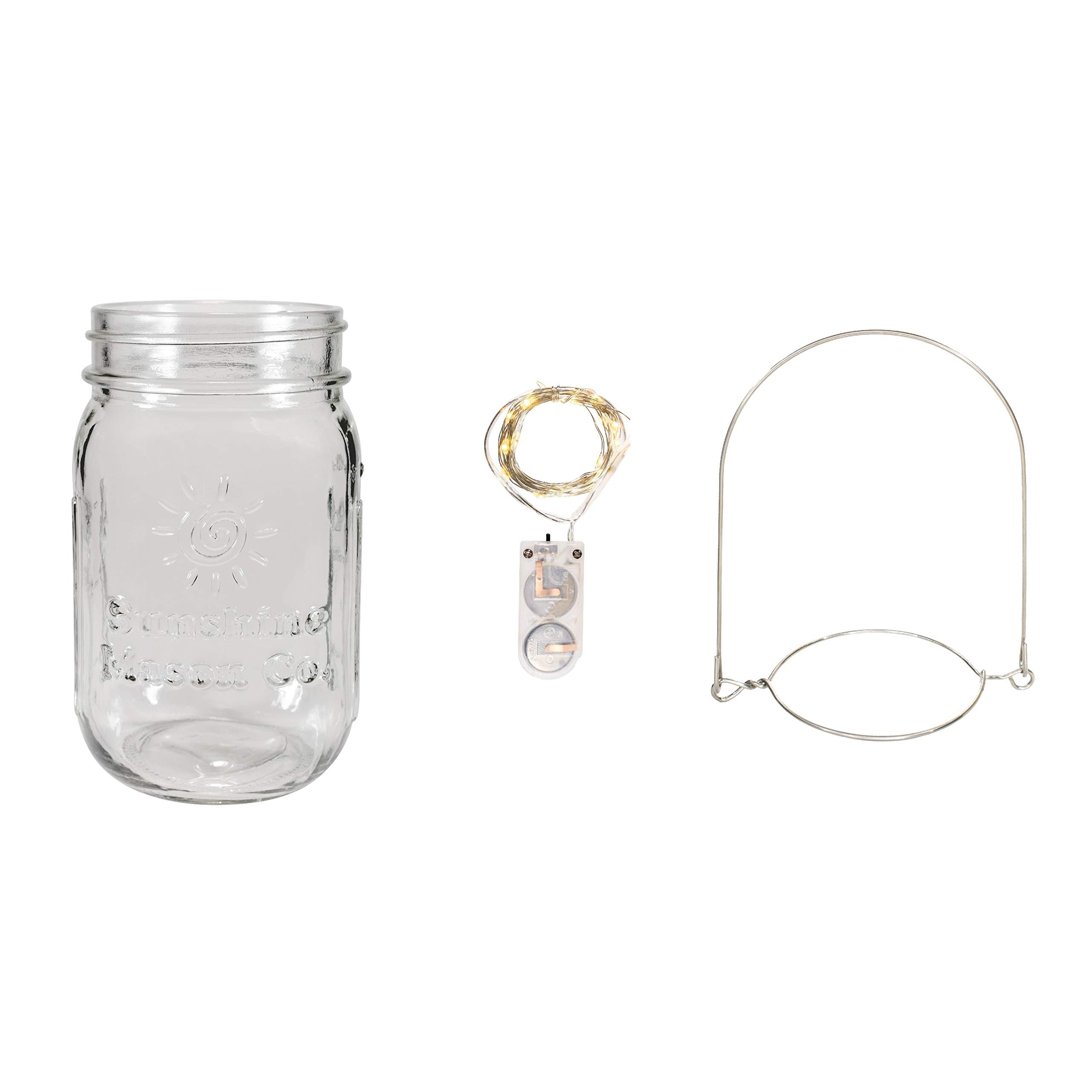 24-Pack Pint Glass Mason Jars with Hanging Hooks & LED Fairy Lights - Rustic Wedding Decor, DIY Home Crafts, Party Centerpieces, Garden Lighting
