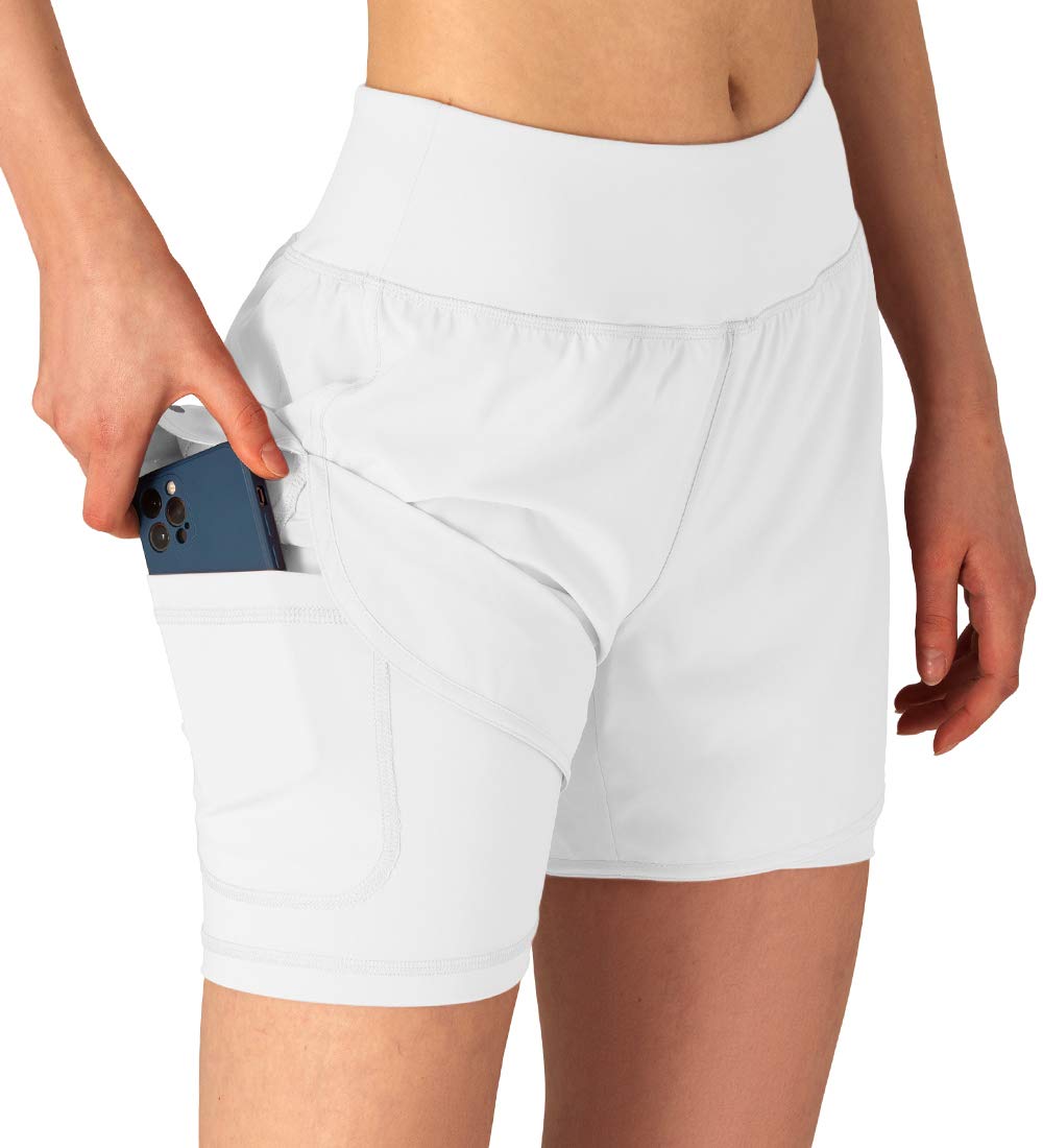Gopune Women's 2-in-1 Running Shorts - High Waist Workout Athletic Gym Yoga Shorts with Built-in Liner - Perfect for Jogging, Fitness Training & Yoga Classes