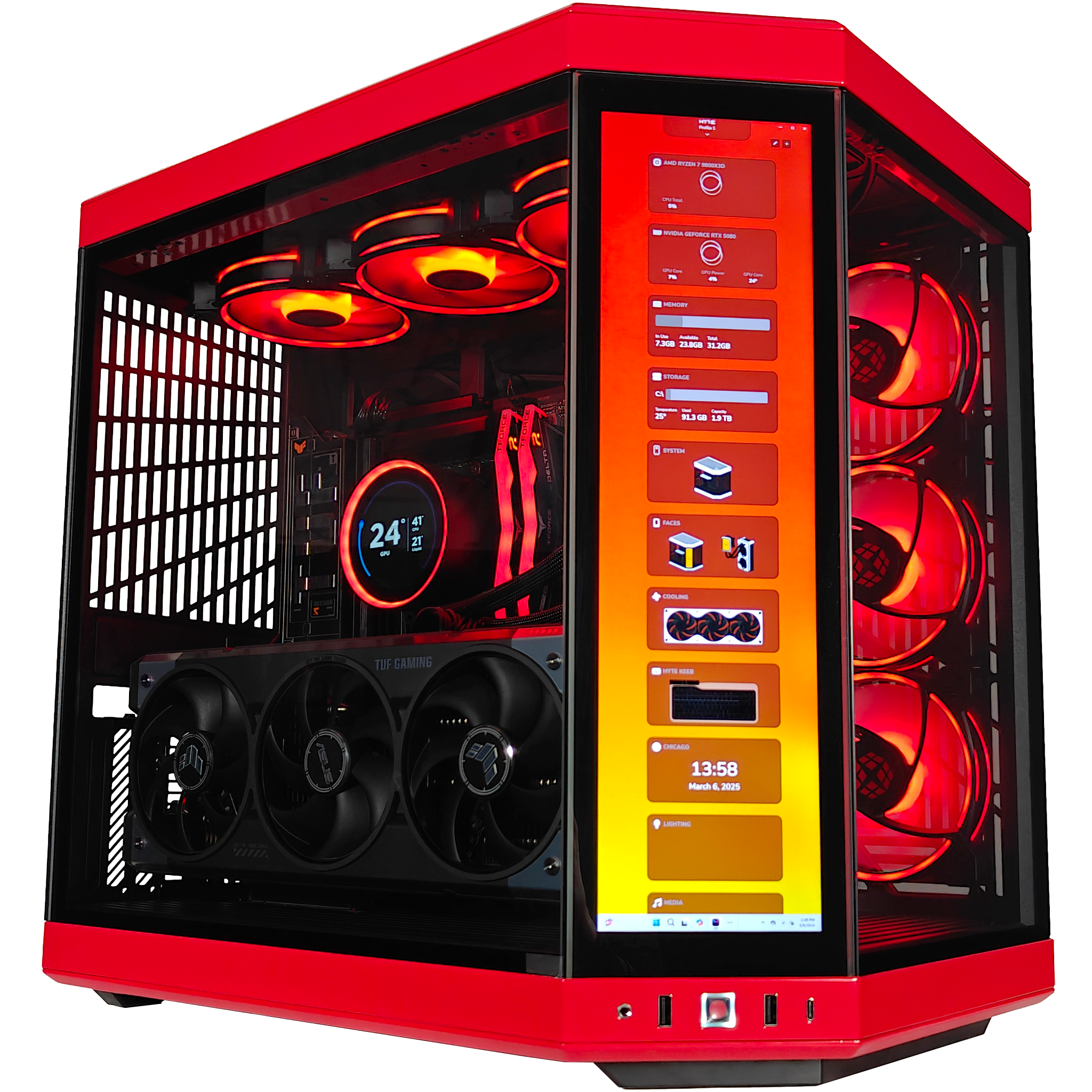 Y70 Red Eye Ultimate X3D Gaming PC - AMD Ryzen Processor, RTX Graphics, Ready to Ship for Esports & VR Gaming