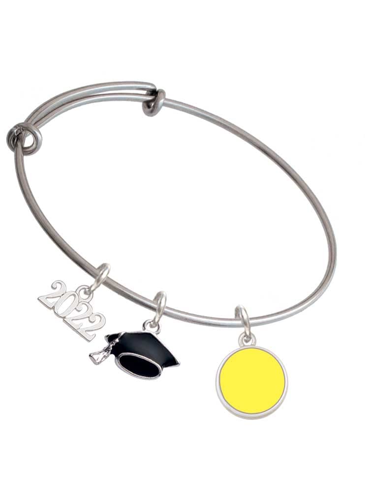 2022 Graduation Charm Bracelet - Silvertone Enamel Disc Bangle with Graduation Hat Design | Perfect Gift for Graduates, Party Wear & Special Occasions
