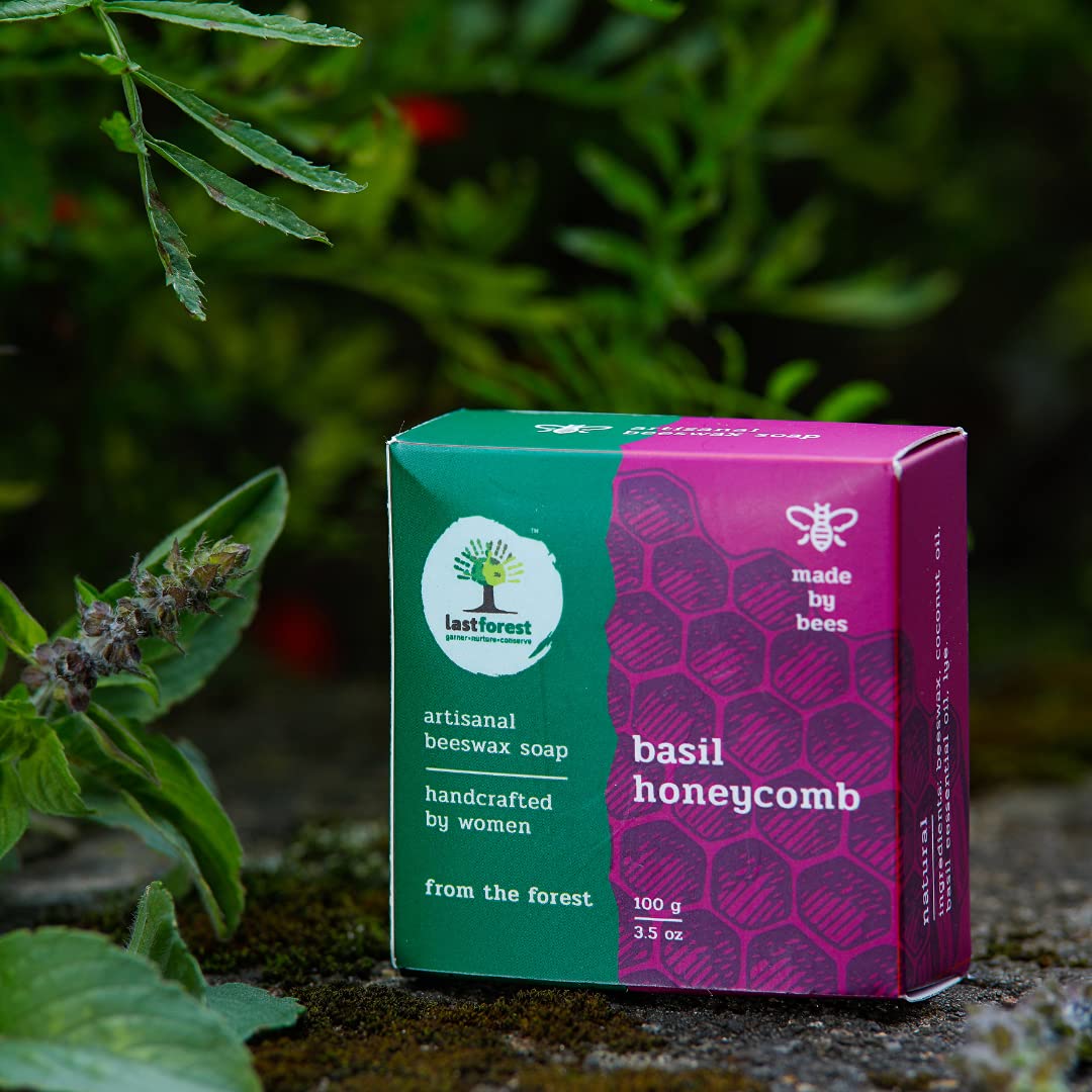 Last Forest Beeswax Soap (100g) - Natural Herbal Bath Bar for Glowing Skin | Handmade with 100% Pure Ingredients | Moisturizing Basil Scented Soap for Men & Women | Perfect for Daily Skincare & Relaxing Bath Time