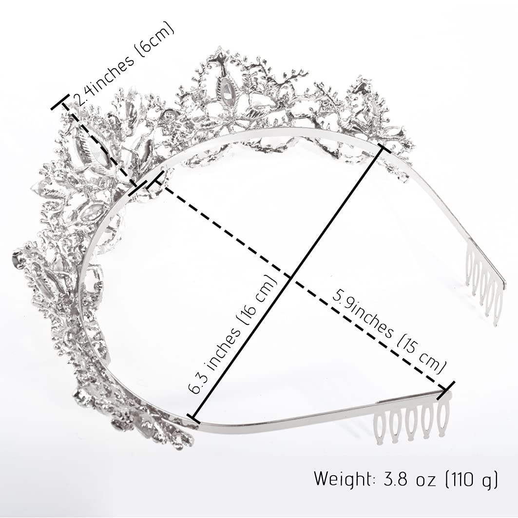 Sparkling Silver Tiara for Women - Crystal Bridal Crown & Princess Headpiece for Girls, Prom, Wedding, Halloween Costume & Christmas Gift - Perfect for Birthday Parties, Pageants & Special Occasions