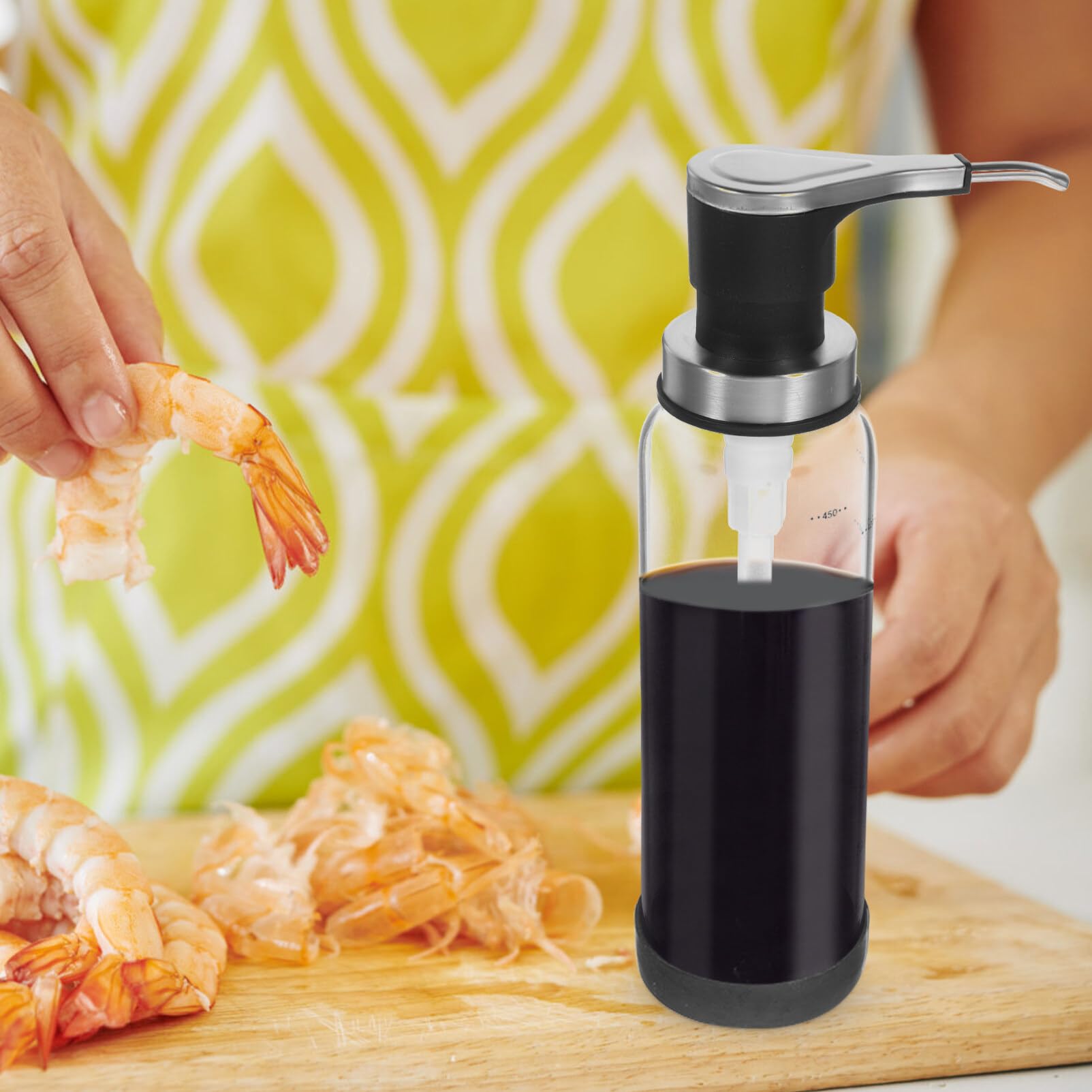 Premium Glass Syrup Dispenser Bottle with Pump Lid - Ideal for Kitchen, Coffee Bar & Cocktail Making - Durable & Leak-Proof for Simple Syrup, Honey, Jam & Oil Dispensing