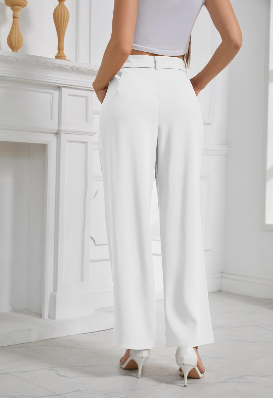 Women's High Waisted Wide Leg Business Casual Pants - Straight Leg Work Trousers with Pockets - Office Wear & Professional Attire for Women | Perfect for Business Meetings, Office Work & Smart Casual Outfits