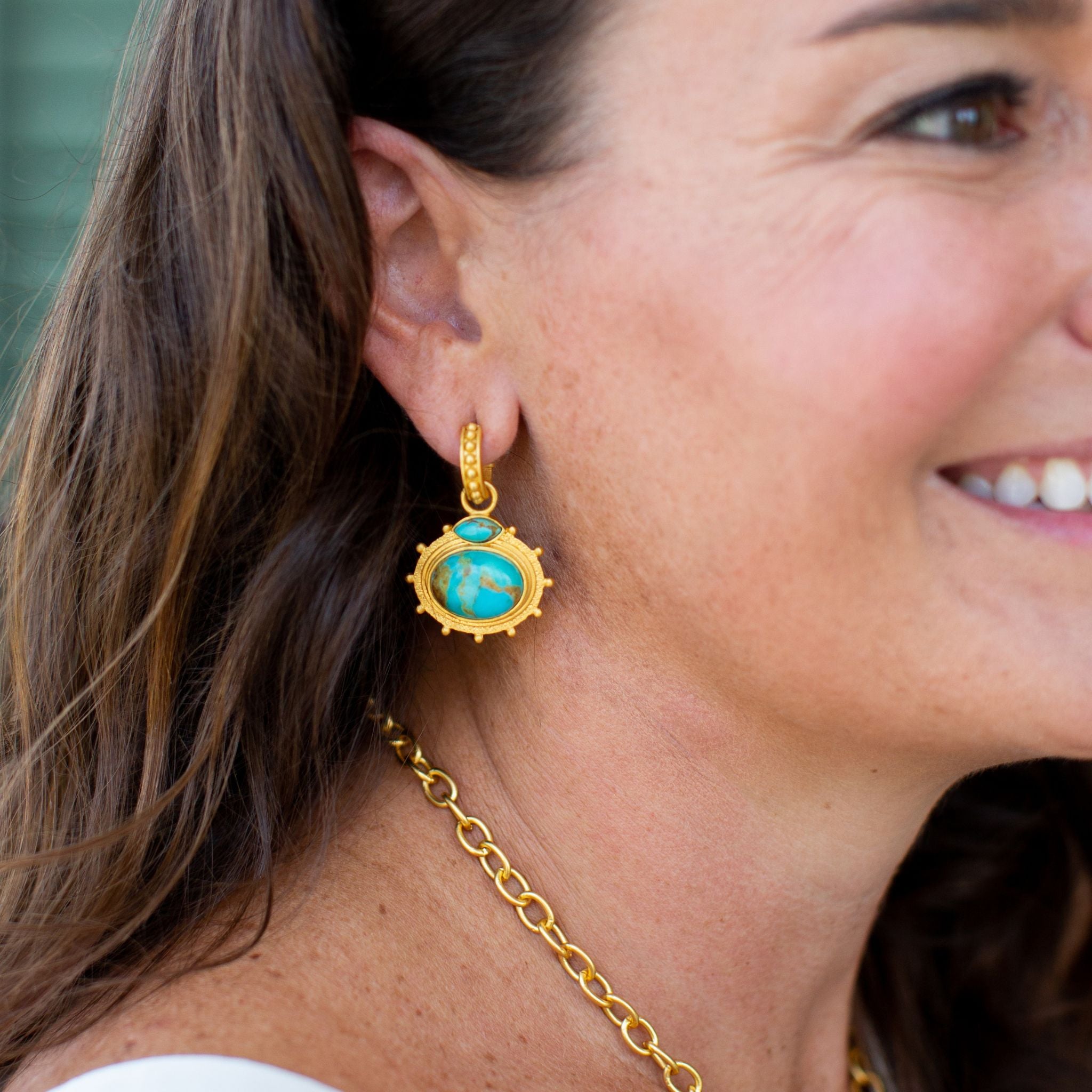Athena Drop Earrings - Turquoise Gemstone Dangle Earrings for Women | Perfect for Parties, Weddings & Everyday Wear