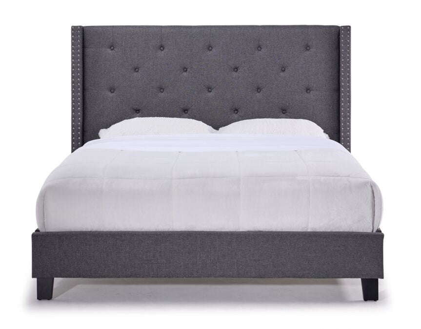 Audrey 3-Piece King Size Bed Frame Set in Dark Grey - Modern Bedroom Furniture for Master Suite or Guest Room
