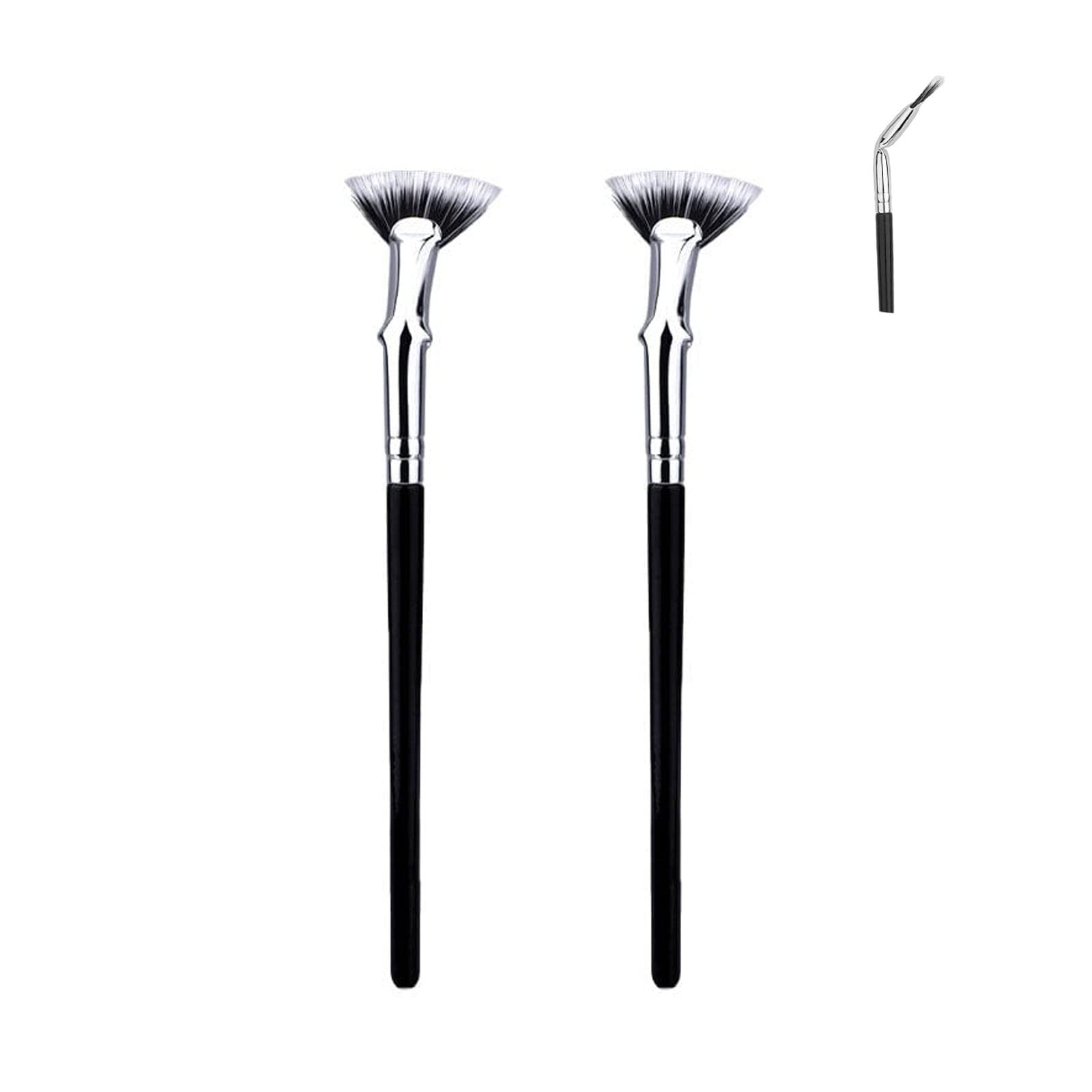 Fundamental Folding Angle Scalloped Lash Brush - 2Pcs Mascara Fan Brush Set with Bent Handle for Clump-Free Lashes | Perfect for Eyelash Extension, Volume Mascara Application & Professional Makeup Artistry