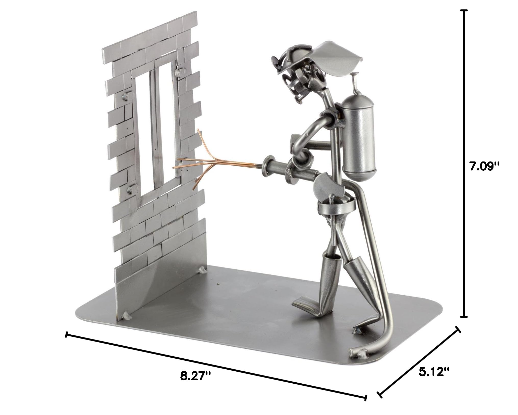 Handmade Metal Fireman Figurine Sculpture - Nuts & Bolts Design - Made in Germany - Unique Home & Office Decor for Firefighter Enthusiasts