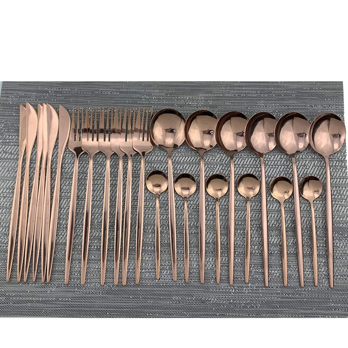 Premium Gugrida 24-Piece Silverware Set - 18/10 Stainless Steel Flatware Set with Mirror Polish (6 Forks, 6 Spoons, 6 Knives, 6 Teaspoons) - Durable Reusable Cutlery for Restaurants, Dinner Parties & Everyday Dining - Elegant Copper Finish for Home & Commercial Use