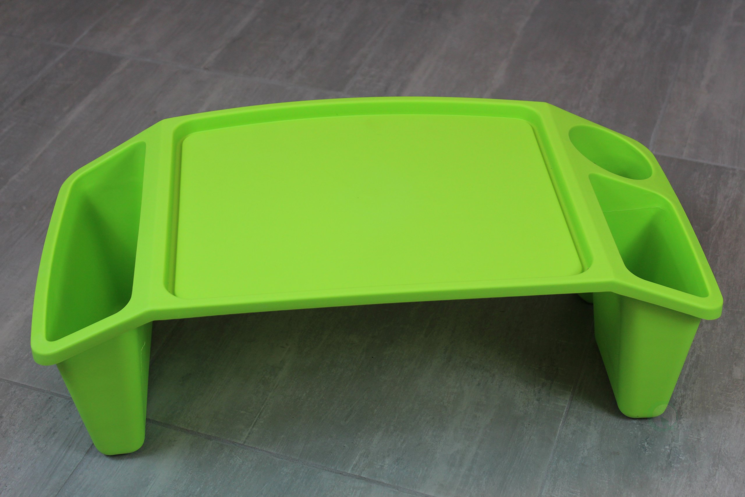 Basicwise Kids Lap Desk Tray - Portable Activity Table for Children, Green (Set of 12) | Perfect for Homeschooling, Road Trips & Indoor Play