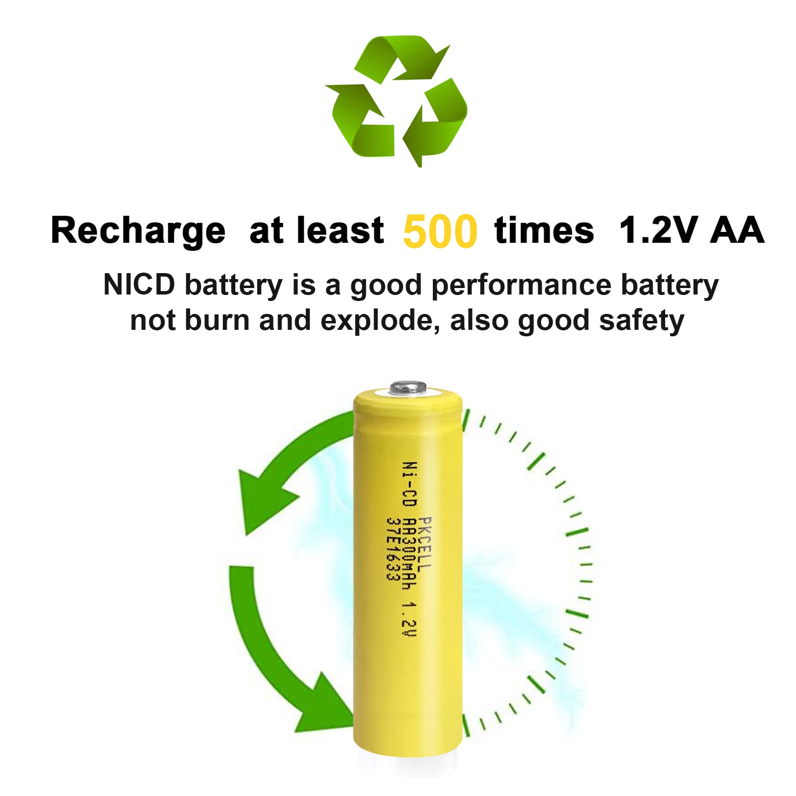 8 Pack Rechargeable AA Batteries 1.2V NiCd 300mAh - Long Lasting Power for Solar Lights, Garden Lamps, Outdoor Decor & Emergency Flashlights