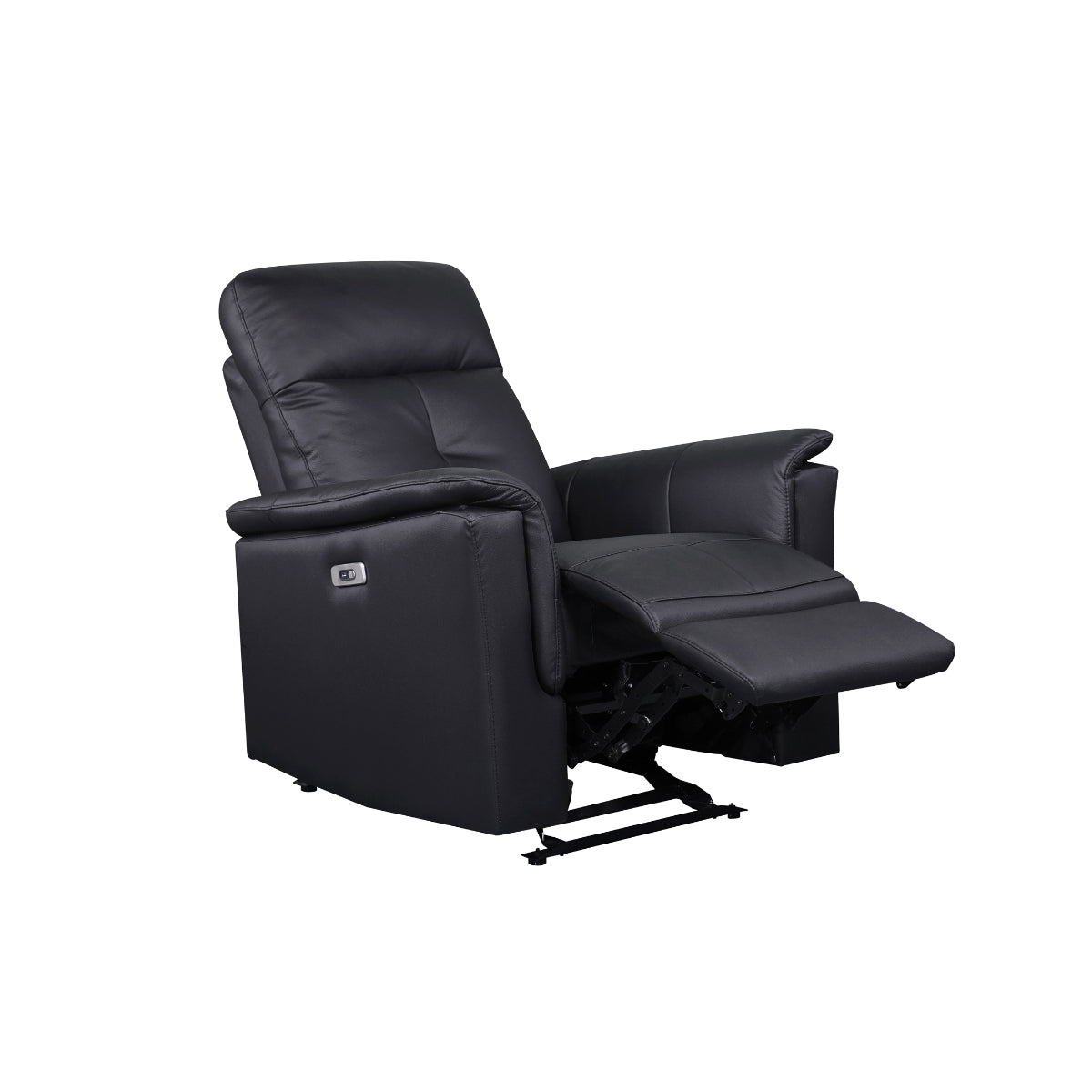 Premium Black Leather Power Recliner with USB Charging Port - Comfortable Glider Chair for Living Room, Home Theater & Office Relaxation