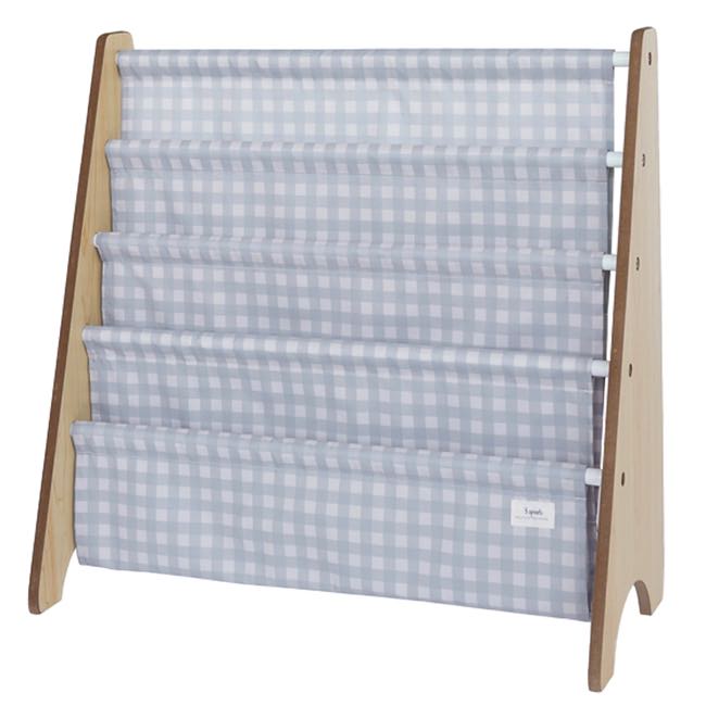 3 Sprouts Kids Book Rack Organizer - Blue Gingham Pattern Bookshelf for Nursery, Playroom & Classroom Storage | Perfect for Children's Books, Toys & Room Decor
