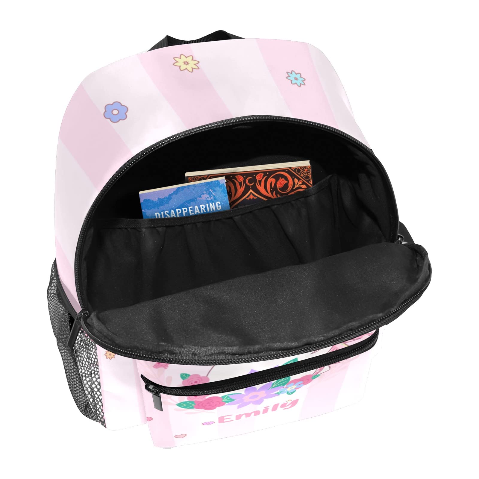 Personalized Unicorn Pink Striped Kids Backpack for Boys & Girls - Custom Mini School Bag for Kindergarten (10'L x 4'W x 12'H) - Perfect for School, Travel & Daycare Adventures