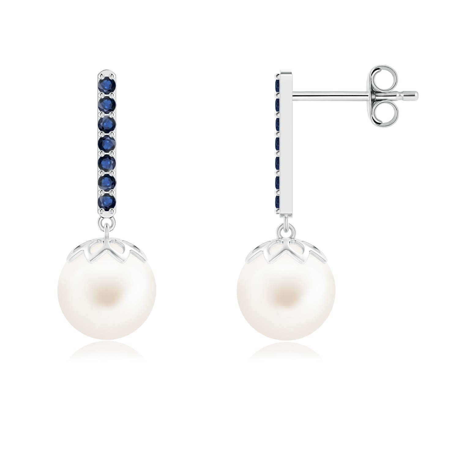 Angara Freshwater Cultured Pearl Drop Earrings for Women - Sterling Silver & 14K Solid Gold | June Birthstone Jewelry, Elegant Gift for Birthday, Engagement, Anniversary & Wedding | Perfect for Formal Events, Office Wear & Special Occasions