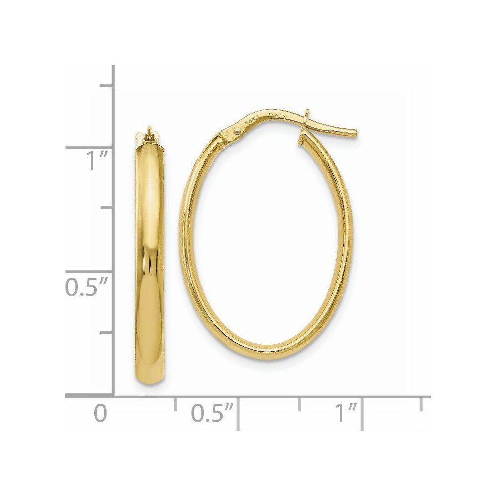 10K Yellow Gold Polished Oval Hoop Earrings for Women - Classic Elegant Jewelry Gift for Birthday, Anniversary & Special Occasions | Everyday Wear & Party Accessories