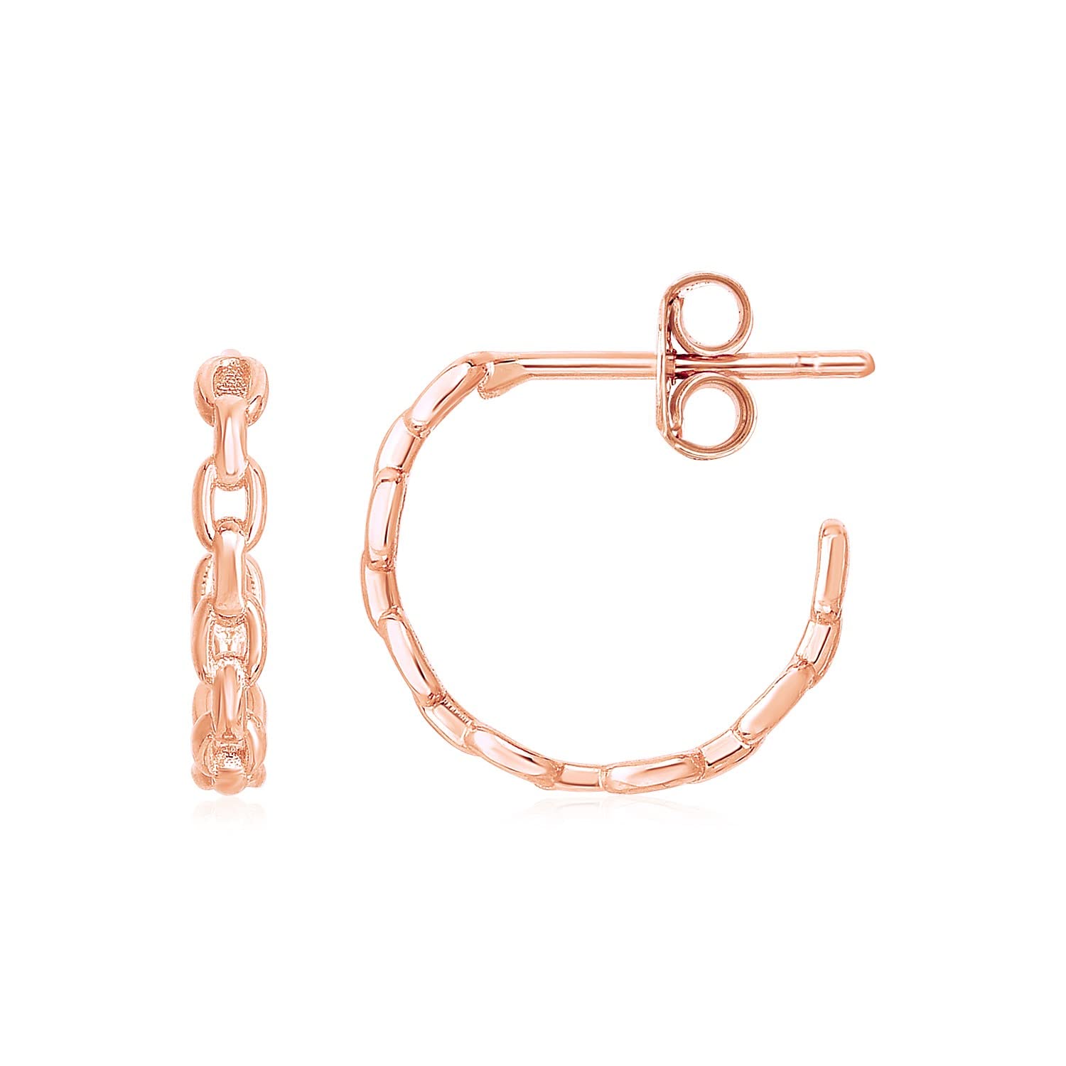 14K Rose Gold Delicate Chain Hoop Earrings for Women - Diamond2Deal Dainty Everyday Jewelry Gift for Her - Perfect for Date Night, Office Wear & Special Occasions
