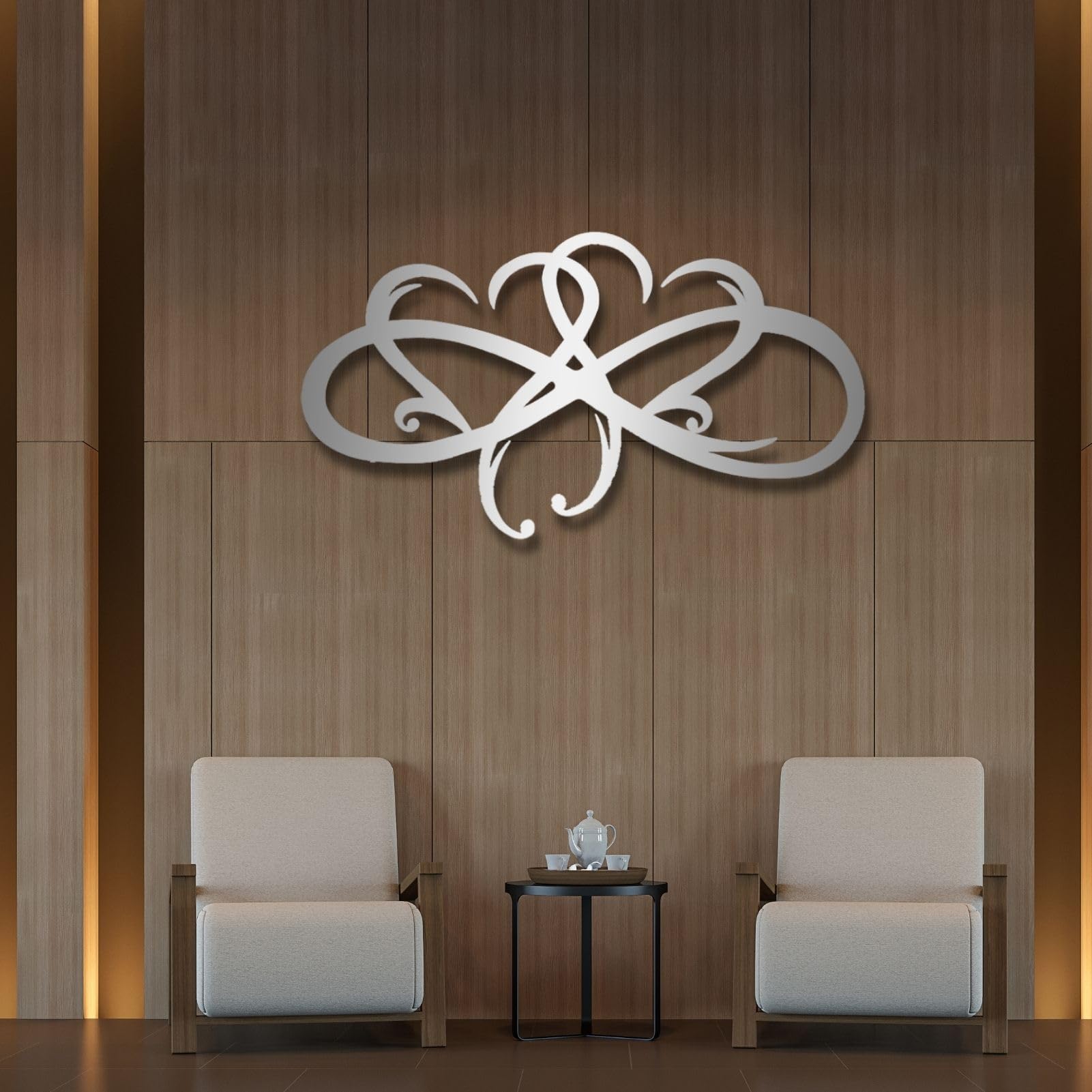 Feuwile Infinity Heart Metal Wall Art - Modern Black Heart Wall Decor for Home, Living Room, Bedroom, Bathroom - 30