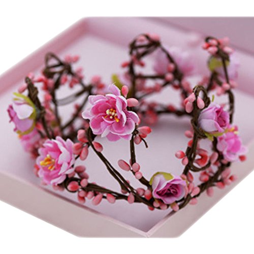 Elegant Pink Bridal Flower Crown Headpiece - Realistic Simulation Wreath for Weddings, Prom, Photography & Special Occasions