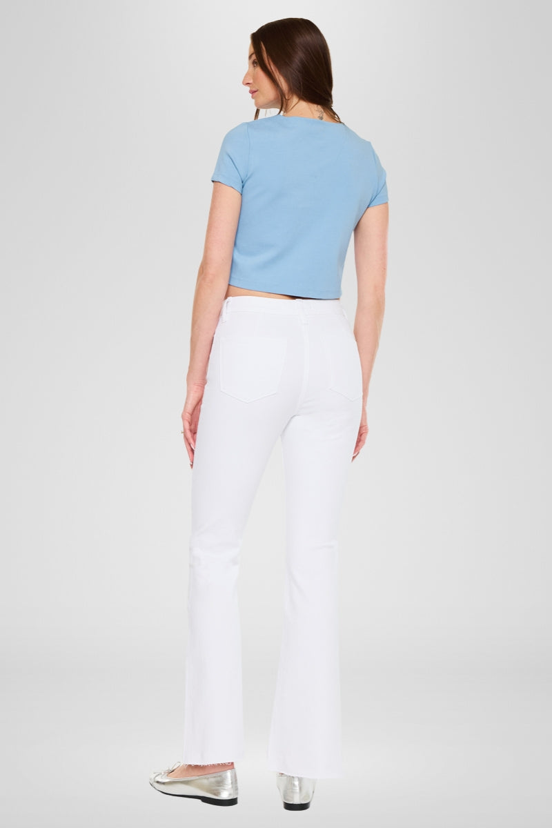 Hawthorne High Rise Flare Jeans for Women - Petite Fit, Comfortable Stretch Denim Pants for Casual Wear & Everyday Outfits
