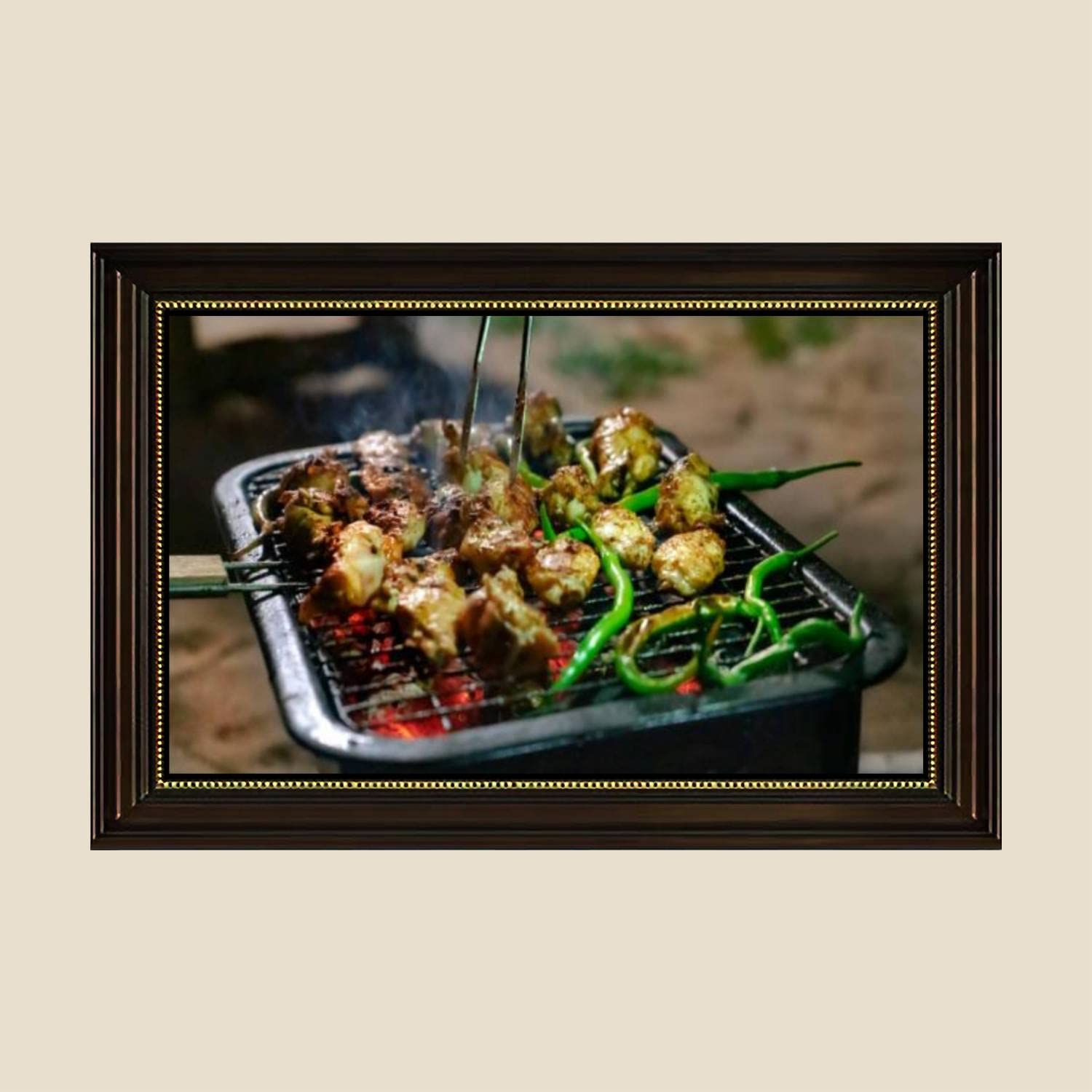 Grilled Charcoal Chicken Wings Canvas Wall Art - 24x36 Inch Retro Kitchen Decor Painting, Ready to Hang for Living Room & Bedroom - Perfect for Foodie Gifts & Restaurant Wall Decor
