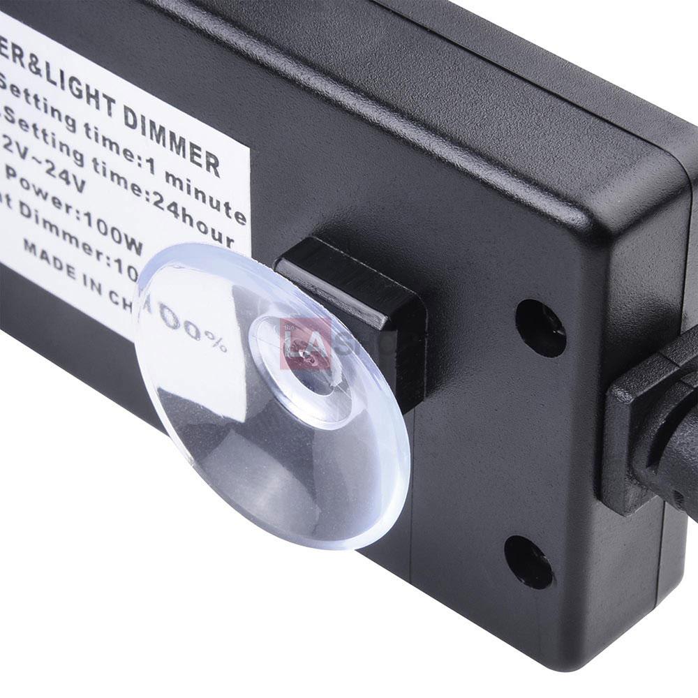 AquaBasik DC 12V 24V Aquarium LED Light Controller with Dimmer & Timer - Adjustable Brightness for Fish Tank, Coral Reef, and Planted Aquariums - Includes 2 Suction Cups for Easy Installation