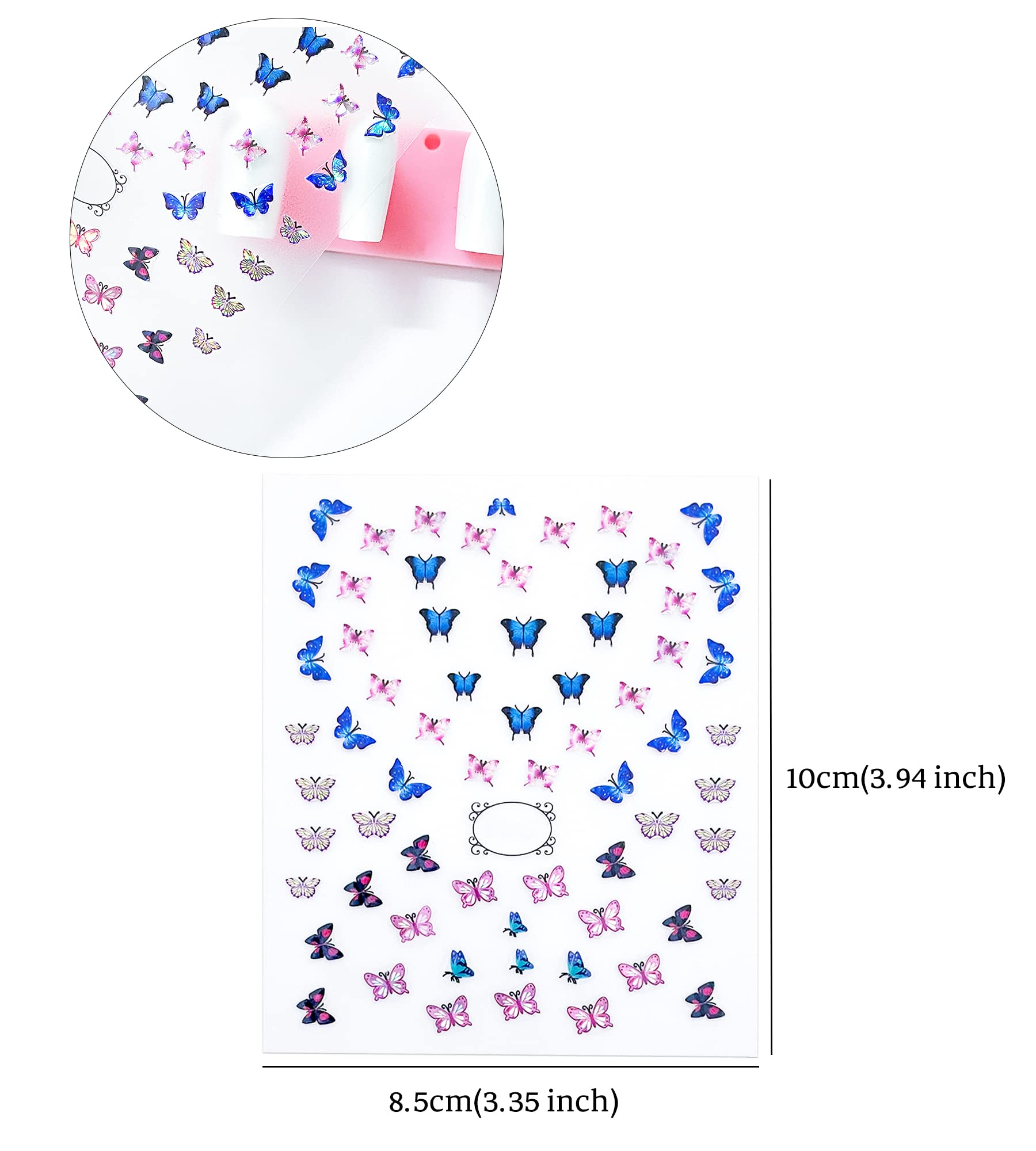 Self-Adhesive Laser Butterfly Nail Stickers - 12 Sheets of Nail Art Decals with Butterfly, Heart, Flower & Leaf Designs for Acrylic & Natural Nails | Perfect for Women & Girls DIY Nail Decorations at Home, Parties & Special Occasions