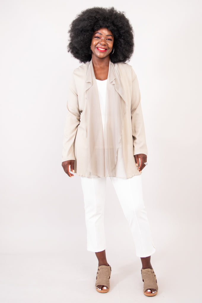 Diana Jacket Women's Lightweight Linen Bamboo Blend Sand Coat - Perfect for Spring & Summer Outdoor Activities