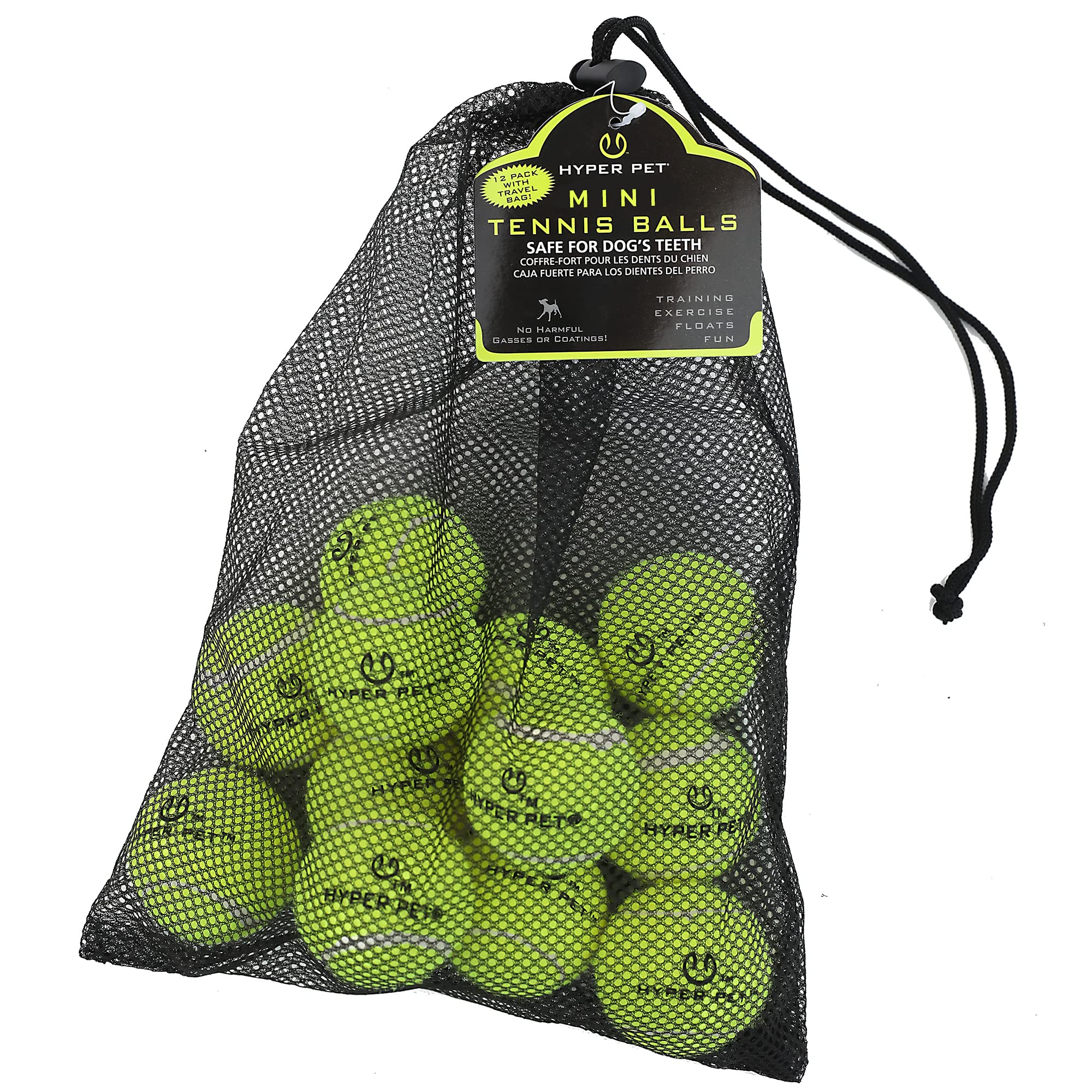 Hyper Pet Mini Tennis Balls for Dogs - 12 Pack Small Dog Toys for Fetch, Training & Exercise | Durable Chew-Resistant Interactive Play Balls for Puppies & K9s | Perfect for Indoor/Outdoor Games, Backyard Fun & Agility Training