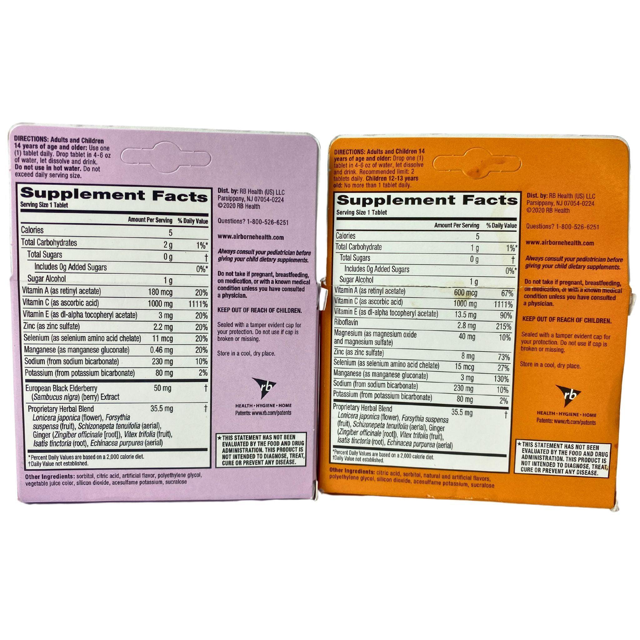 Airborne Immune Support Elderberry & Orange Effervescent Tablets - 20 Tablets (38 Pcs Lot) - Boost Immunity & Fight Colds - Perfect for Travel, Work & Home Use